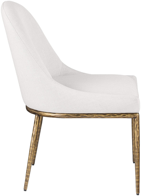 Meridian Furniture Ferro Curved Upholstered Dining Chair with Iron Legs and Stain Resistant Linen Performance Fabric Cream 88036 88036Cream-SC