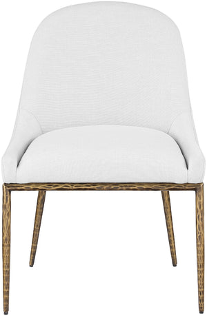 Meridian Furniture Ferro Curved Upholstered Dining Chair with Iron Legs and Stain Resistant Linen Performance Fabric White 88036 88036White-SC
