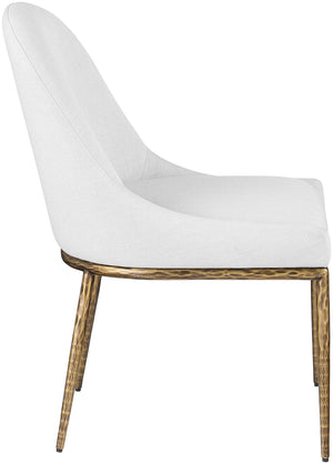 Meridian Furniture Ferro Curved Upholstered Dining Chair with Iron Legs and Stain Resistant Linen Performance Fabric White 88036 88036White-SC