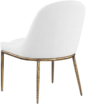 Meridian Furniture Ferro Curved Upholstered Dining Chair with Iron Legs and Stain Resistant Linen Performance Fabric White 88036 88036White-SC