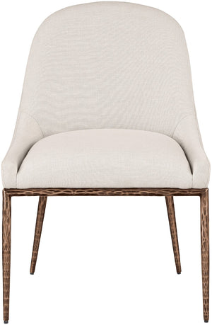 Meridian Furniture Ferro Curved Upholstered Dining Chair with Iron Legs and Stain Resistant Linen Performance Fabric Beige 88037 88037Beige-SC