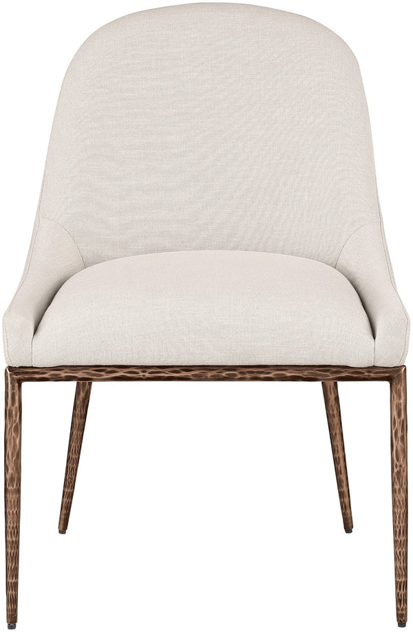 Meridian Furniture Ferro Curved Upholstered Dining Chair with Iron Legs and Stain Resistant Linen Performance Fabric Beige 88037 88037Beige-SC