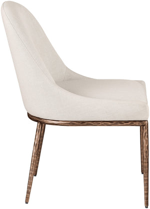 Meridian Furniture Ferro Curved Upholstered Dining Chair with Iron Legs and Stain Resistant Linen Performance Fabric Beige 88037 88037Beige-SC