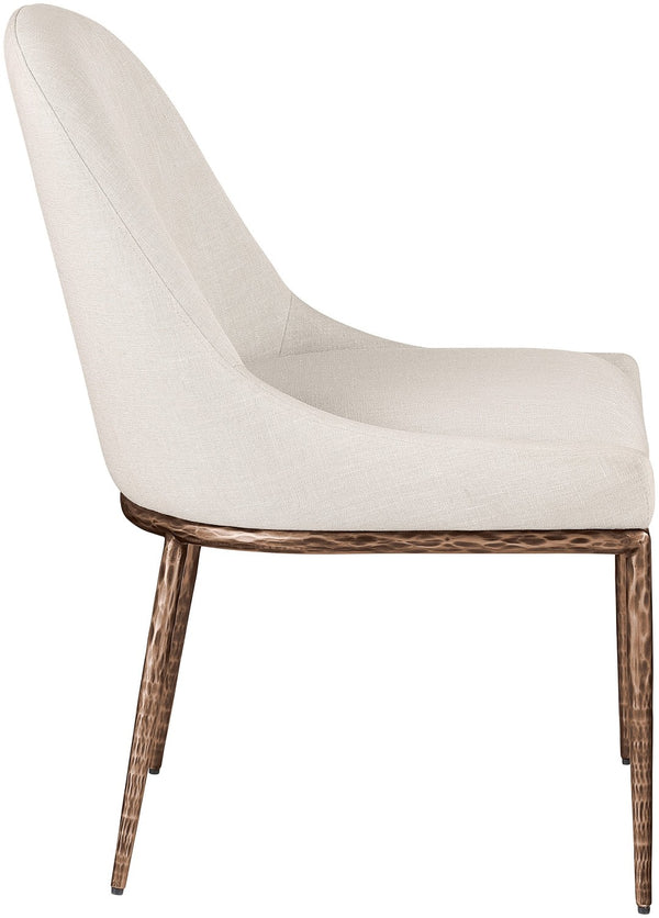 Meridian Furniture Ferro Curved Upholstered Dining Chair with Iron Legs and Stain Resistant Linen Performance Fabric Beige 88037 88037Beige-SC