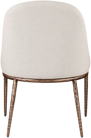 Meridian Furniture Ferro Curved Upholstered Dining Chair with Iron Legs and Stain Resistant Linen Performance Fabric Beige 88037 88037Beige-SC