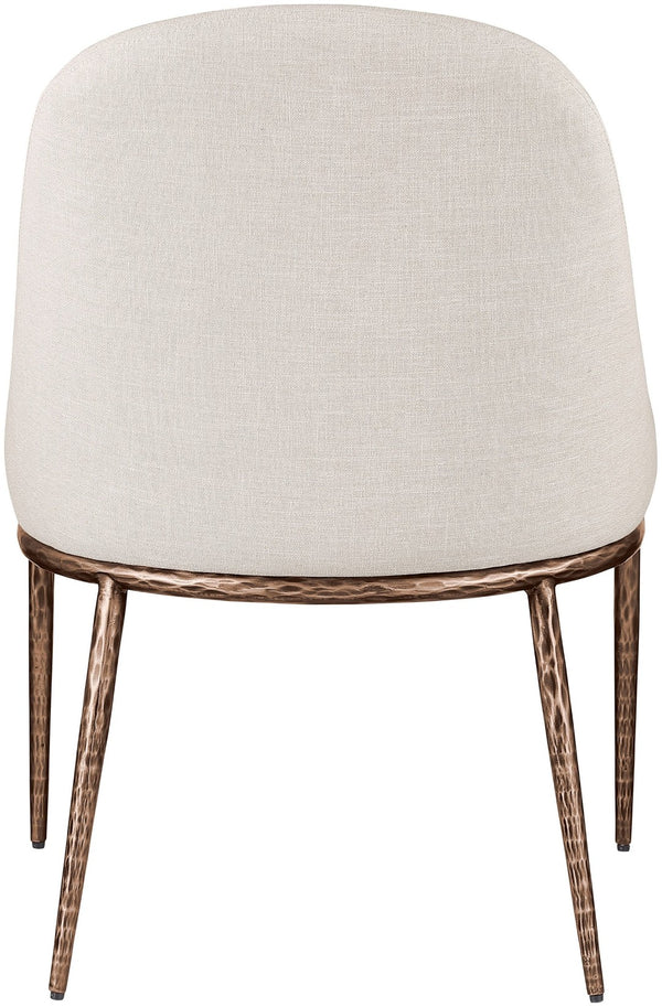 Meridian Furniture Ferro Curved Upholstered Dining Chair with Iron Legs and Stain Resistant Linen Performance Fabric Beige 88037 88037Beige-SC