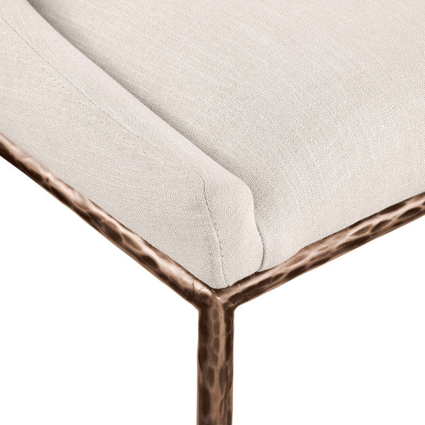 Meridian Furniture Ferro Curved Upholstered Dining Chair with Iron Legs and Stain Resistant Linen Performance Fabric Beige 88037 88037Beige-SC