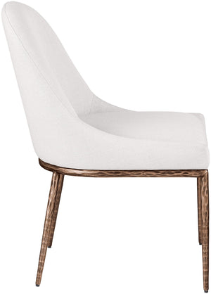 Meridian Furniture Ferro Curved Upholstered Dining Chair with Iron Legs and Stain Resistant Linen Performance Fabric Cream 88037 88037Cream-SC