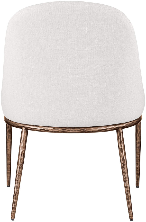 Meridian Furniture Ferro Curved Upholstered Dining Chair with Iron Legs and Stain Resistant Linen Performance Fabric Cream 88037 88037Cream-SC