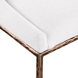 Meridian Furniture Ferro Curved Upholstered Dining Chair with Iron Legs and Stain Resistant Linen Performance Fabric Cream 88037 88037Cream-SC