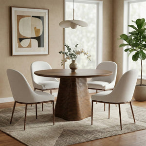 Meridian Furniture Ferro Curved Upholstered Dining Chair with Iron Legs and Stain Resistant Linen Performance Fabric White 88037 88037White-SC