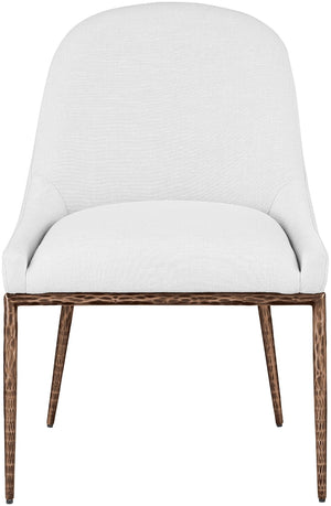 Meridian Furniture Ferro Curved Upholstered Dining Chair with Iron Legs and Stain Resistant Linen Performance Fabric White 88037 88037White-SC