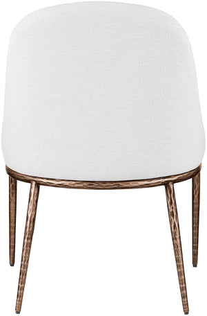Meridian Furniture Ferro Curved Upholstered Dining Chair with Iron Legs and Stain Resistant Linen Performance Fabric White 88037 88037White-SC