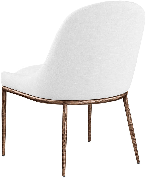 Meridian Furniture Ferro Curved Upholstered Dining Chair with Iron Legs and Stain Resistant Linen Performance Fabric White 88037 88037White-SC