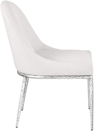 Meridian Furniture Ferro Curved Upholstered Dining Chair with Iron Legs and Stain Resistant Linen Performance Fabric Cream 88038 88038Cream-SC