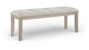 Meridian Furniture Ananda Wire-brushed Solid Wood Upholstered Bench for Dining Room or Bedroom 88039Beige-Bench