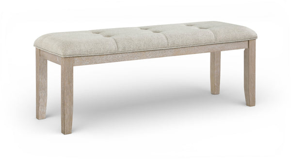 Meridian Furniture Ananda Wire-brushed Solid Wood Upholstered Bench for Dining Room or Bedroom 88039Beige-Bench
