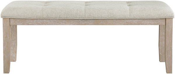 Meridian Furniture Ananda Wire-brushed Solid Wood Upholstered Bench for Dining Room or Bedroom 88039Beige-Bench