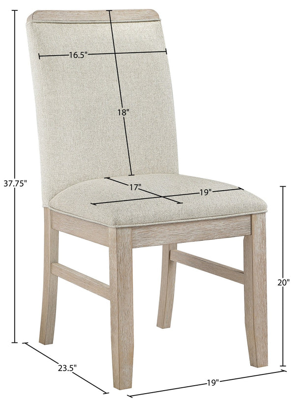 Meridian Furniture Ananda Wire-brushed Wood Dining Chair with Soft Beige Polyester Upholstery 88039Beige-C