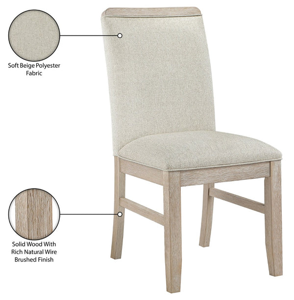 Meridian Furniture Ananda Wire-brushed Wood Dining Chair with Soft Beige Polyester Upholstery 88039Beige-C