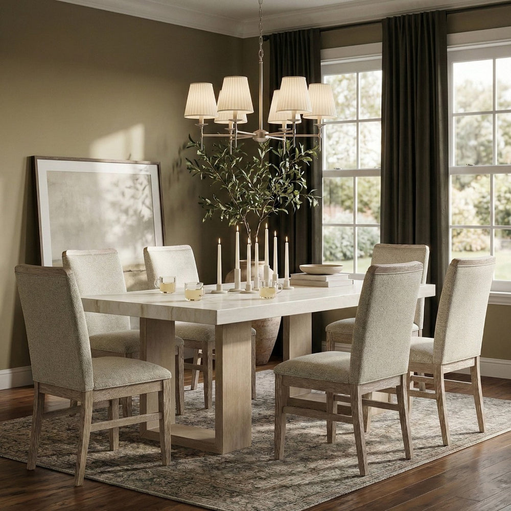 Meridian Furniture Ananda Wire-brushed Wood Dining Chair with Soft Beige Polyester Upholstery 88039Beige-C