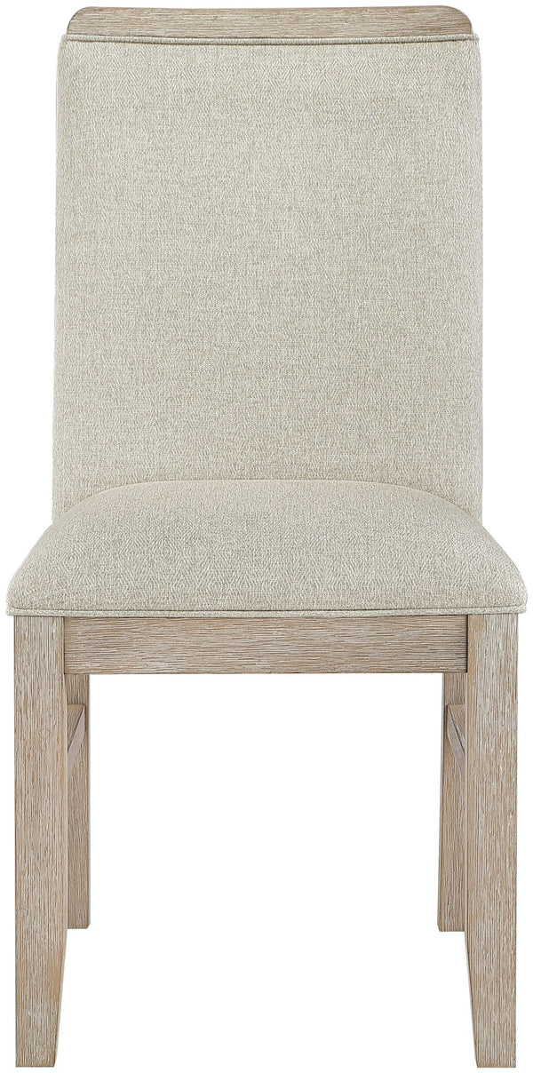 Meridian Furniture Ananda Wire-brushed Wood Dining Chair with Soft Beige Polyester Upholstery 88039Beige-C
