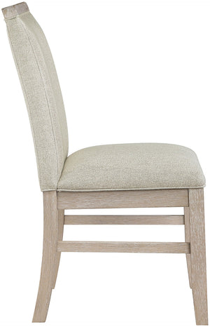 Meridian Furniture Ananda Wire-brushed Wood Dining Chair with Soft Beige Polyester Upholstery 88039Beige-C