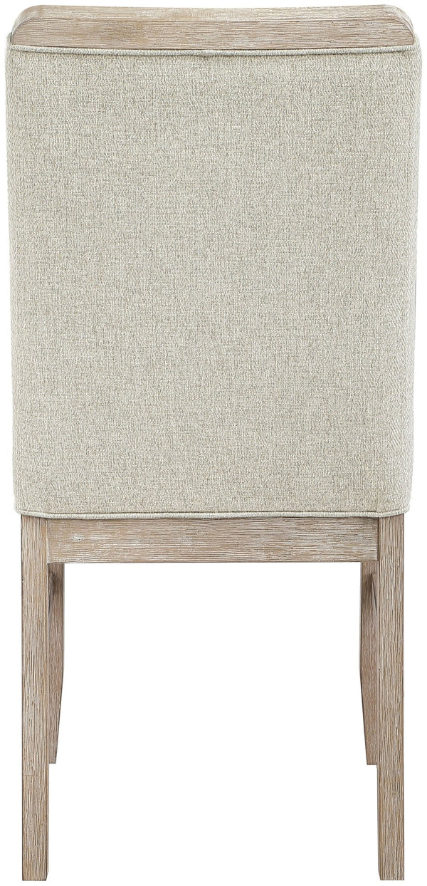 Meridian Furniture Ananda Wire-brushed Wood Dining Chair with Soft Beige Polyester Upholstery 88039Beige-C