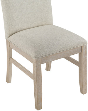 Meridian Furniture Ananda Wire-brushed Wood Dining Chair with Soft Beige Polyester Upholstery 88039Beige-C