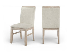 Meridian Furniture Ananda Wire-brushed Wood Dining Chair with Soft Beige Polyester Upholstery 88039Beige-C