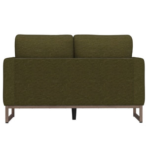 English Elm Green Olive Upholstered Loveseat with Black Metal Frame for Modern Living Rooms B361P486925