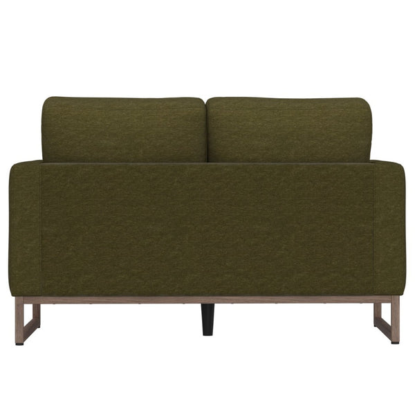 English Elm Green Olive Upholstered Loveseat with Black Metal Frame for Modern Living Rooms B361P486925