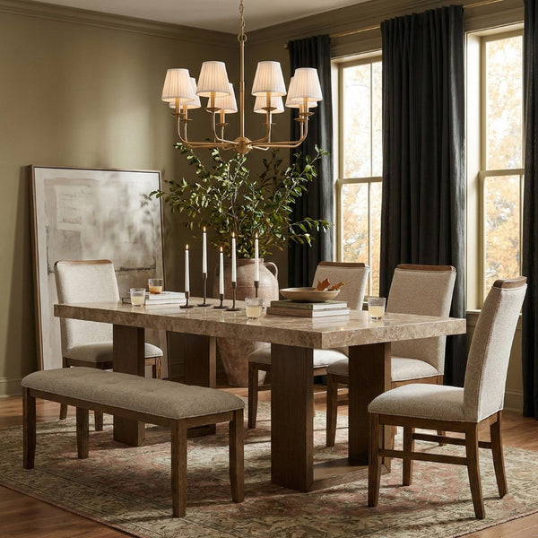 Meridian Furniture Ananda Upholstered Bench with Walnut Legs Polyester Seat for Bedroom or Dining 88040Beige-Bench