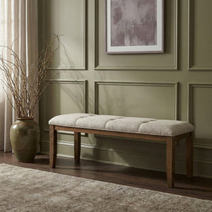 Meridian Furniture Ananda Upholstered Bench with Walnut Legs Polyester Seat for Bedroom or Dining 88040Beige-Bench