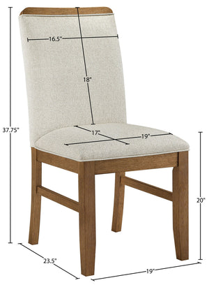 Meridian Furniture Ananda Solid Wood Dining Chair Beige Polyester Seat Walnut Finish Modern Home 88040Beige-C