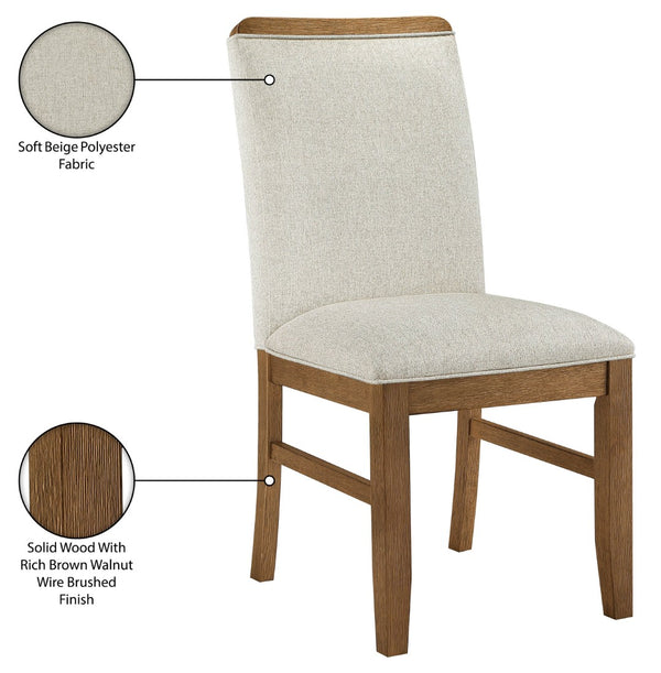 Meridian Furniture Ananda Solid Wood Dining Chair Beige Polyester Seat Walnut Finish Modern Home 88040Beige-C