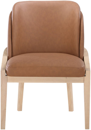 Meridian Furniture Navo Art Deco Sculpted Vegan Leather Dining Chair with Solid Wood Frame Elegant Design Cognac 88041 88041Cognac-C
