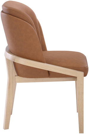 Meridian Furniture Navo Art Deco Sculpted Vegan Leather Dining Chair with Solid Wood Frame Elegant Design Cognac 88041 88041Cognac-C