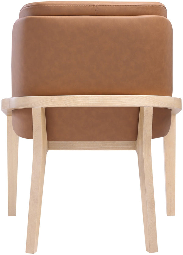 Meridian Furniture Navo Art Deco Sculpted Vegan Leather Dining Chair with Solid Wood Frame Elegant Design Cognac 88041 88041Cognac-C