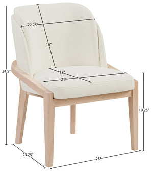 Meridian Furniture Navo Art Deco Sculpted Vegan Leather Dining Chair with Solid Wood Frame Elegant Design Cream 88041 88041Cream-C