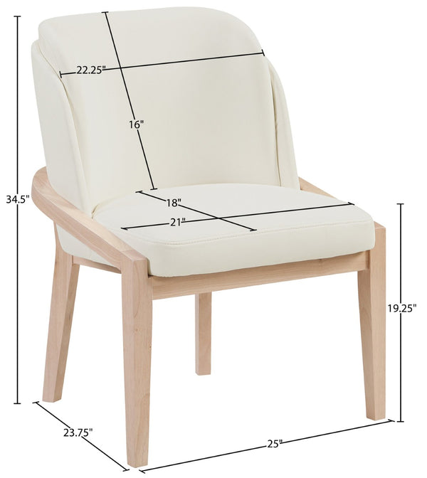 Meridian Furniture Navo Art Deco Sculpted Vegan Leather Dining Chair with Solid Wood Frame Elegant Design Cream 88041 88041Cream-C