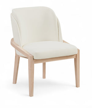 Meridian Furniture Navo Art Deco Sculpted Vegan Leather Dining Chair with Solid Wood Frame Elegant Design Cream 88041 88041Cream-C