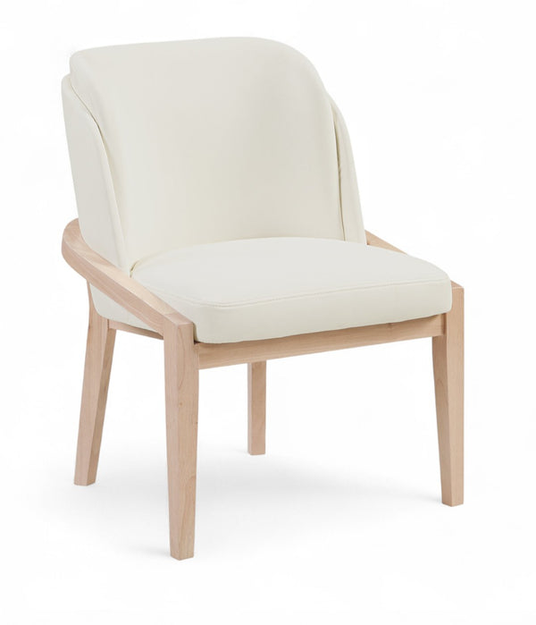 Meridian Furniture Navo Art Deco Sculpted Vegan Leather Dining Chair with Solid Wood Frame Elegant Design Cream 88041 88041Cream-C