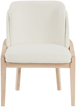 Meridian Furniture Navo Art Deco Sculpted Vegan Leather Dining Chair with Solid Wood Frame Elegant Design Cream 88041 88041Cream-C