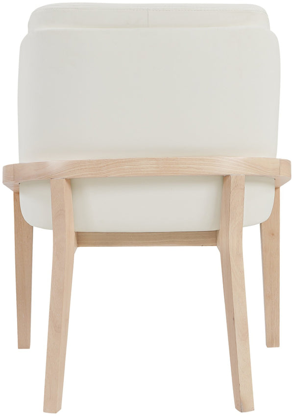 Meridian Furniture Navo Art Deco Sculpted Vegan Leather Dining Chair with Solid Wood Frame Elegant Design Cream 88041 88041Cream-C