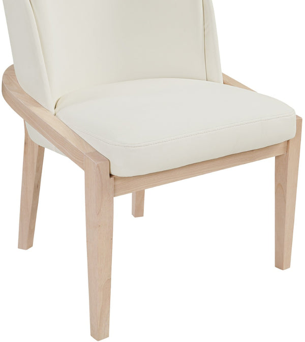 Meridian Furniture Navo Art Deco Sculpted Vegan Leather Dining Chair with Solid Wood Frame Elegant Design Cream 88041 88041Cream-C