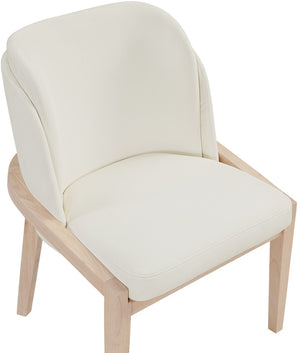 Meridian Furniture Navo Art Deco Sculpted Vegan Leather Dining Chair with Solid Wood Frame Elegant Design Cream 88041 88041Cream-C