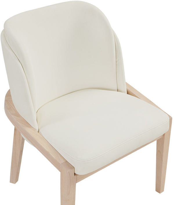 Meridian Furniture Navo Art Deco Sculpted Vegan Leather Dining Chair with Solid Wood Frame Elegant Design Cream 88041 88041Cream-C