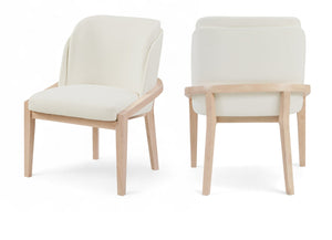 Meridian Furniture Navo Art Deco Sculpted Vegan Leather Dining Chair with Solid Wood Frame Elegant Design Cream 88041 88041Cream-C