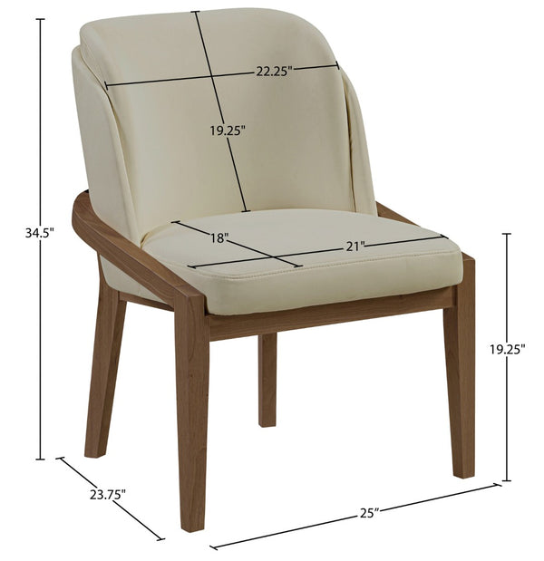 Meridian Furniture Navo Art Deco Sculpted Vegan Leather Dining Chair with Solid Wood Frame Elegant Design Beige 88042 88042Beige-C